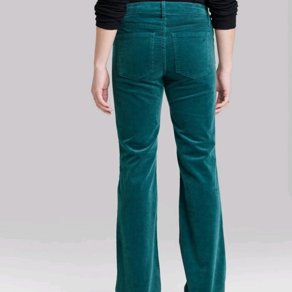 Women's Wild Fable corduroy flare pants, dark teal blue, size 2